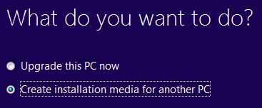 option de créateur de média Windows
