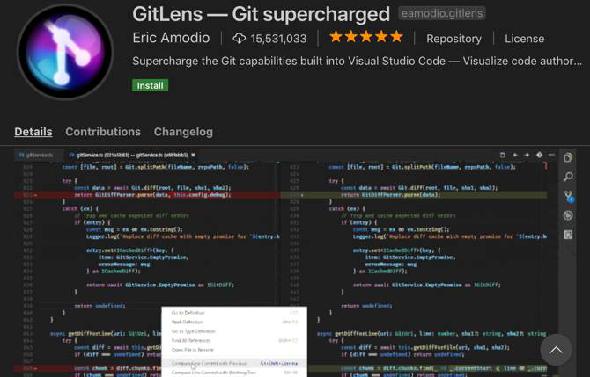 Extension GitLens pour Visual Studio Code