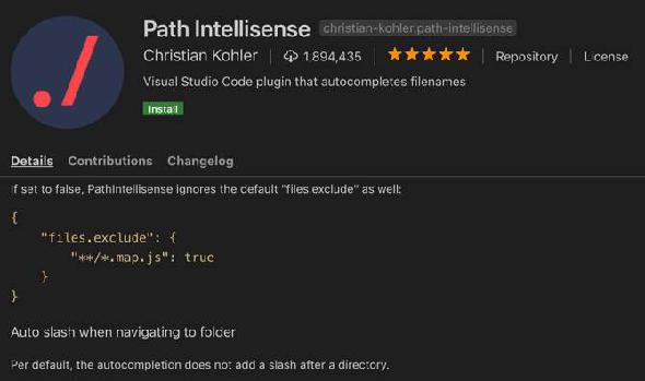 Path Intellisense extension pour Visual Studio Code