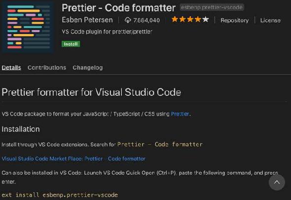 Prettier extension for Visual Studio Code