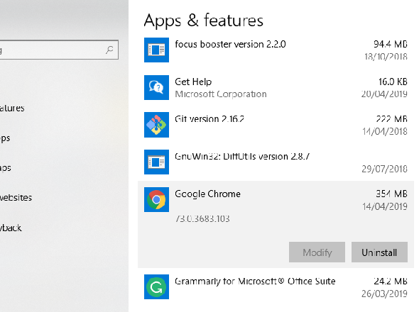 Windows 10 Désinstaller Apps Menu Chrome Désinstaller