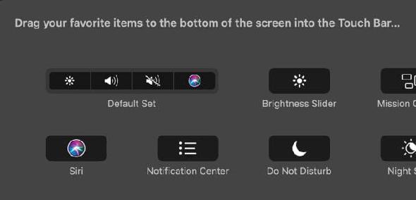 paramètres macOS Touch Bar