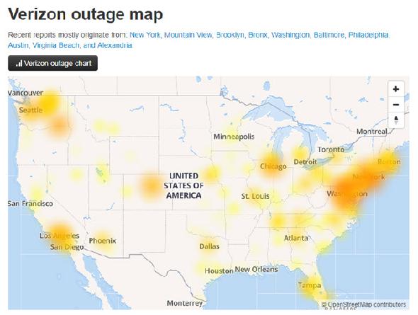 Carte DownDetector Outage