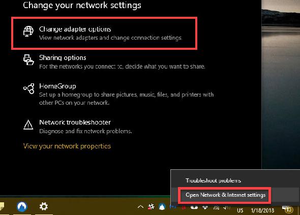 Windows 10 modifier les options de la carte réseau