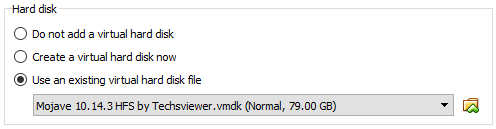 Macos Virtual Machine Select fichier vmdk
