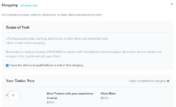 Postes de TaskRabbit dans la catégorie Shopping