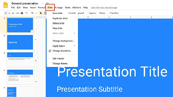 Comment créer une présentation Menu de diapositives Google Diapositives