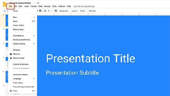 Comment créer une présentation Menu de fichiers de diapositives Google