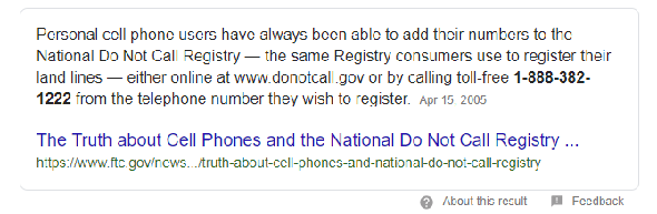 Recherche d'un numéro de téléphone sur Google.