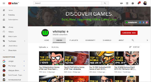 Chaîne YouTube de Whatoplay Gaming