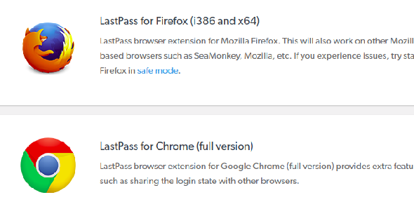 Extensions LastPass pour Chrome et Firefox