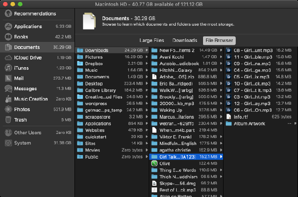 Navigateur de fichiers Mac Storage Management