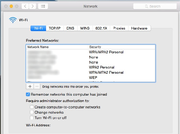 Supprimer un réseau sans fil sur d'anciennes versions de macOS