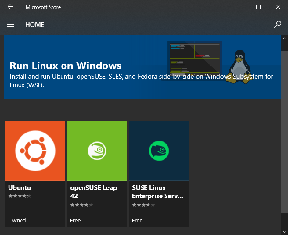 Windows 10 Installer Linux à partir du magasin