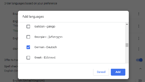 Ajouter des langues à Google Chrome.