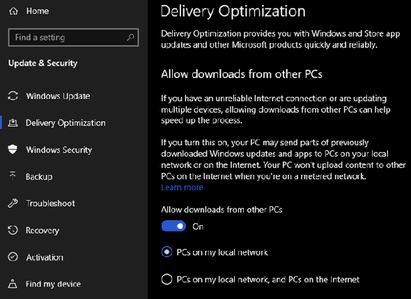 Optimisation de la diffusion Windows 10