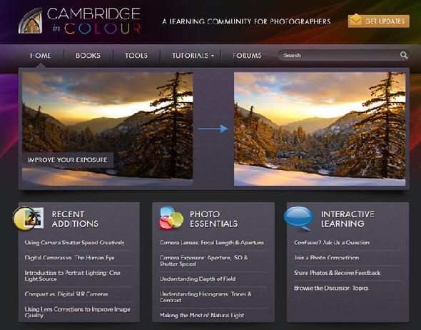 Site Web Cambridge en couleur