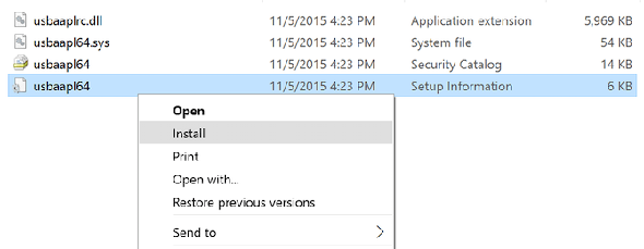 Fichiers d'installation du pilote Windows 10 Apple