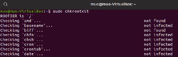 linux antivirus chkrootkit en ligne de commande