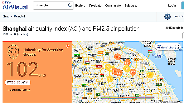 AirVisual affiche l’indice de la qualité de l’air dans n’importe quelle ville ainsi que dans certaines parties de la ville.