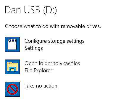 options par défaut usb windows 10