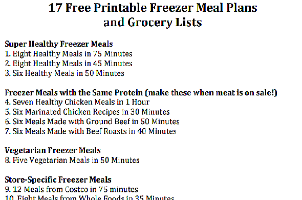 Family Freezer a 17 plans de repas imprimables gratuits que vous pouvez congeler à l'avance