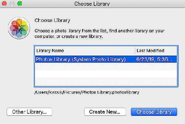 Choix de l'emplacement de la bibliothèque de photos macOS