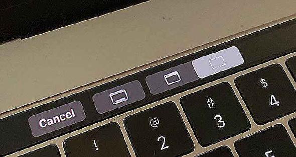 Options de capture d'écran sur la barre tactile MacBook Pro