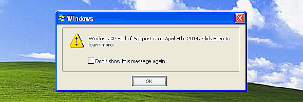 Windows XP Fin du message popup de support