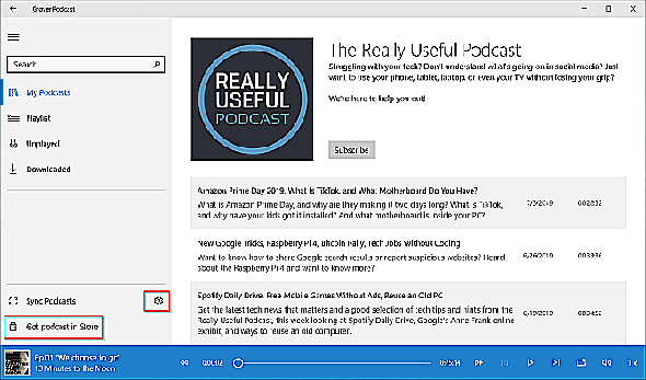 Application de podcast Grover pour Windows
