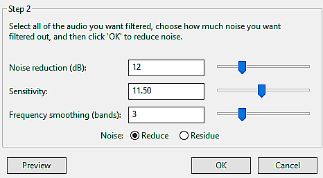 Supprimer le bruit de fond Filtrer l'audio
