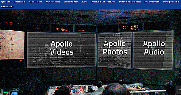 NASA's Apollo 50th anniversary site has official photos, videos, and audio of first moon landing