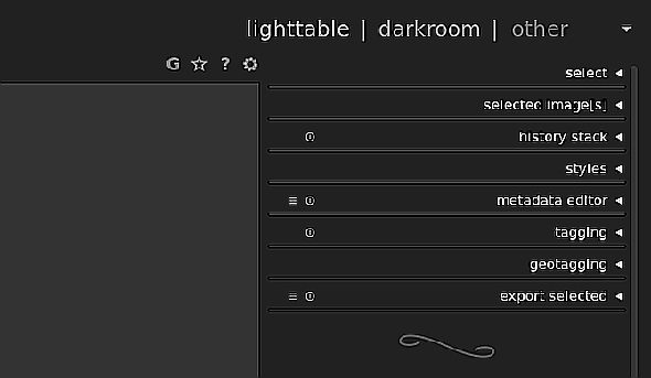 Darktable's lighttable options and features