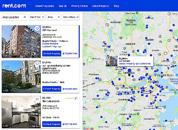 rent.com carte pour la location d'appartement