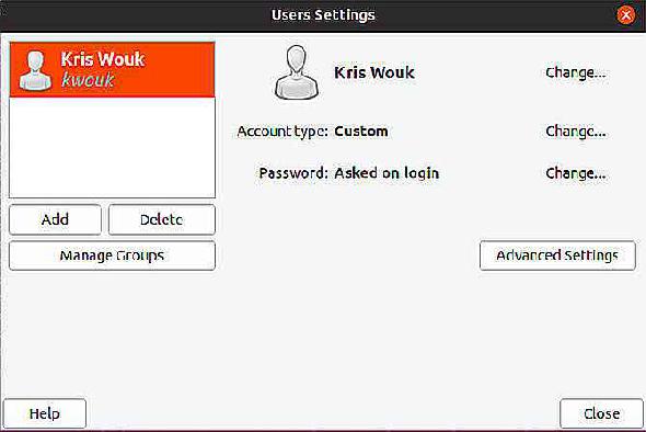 L'application Utilisateurs et groupes sur Ubuntu