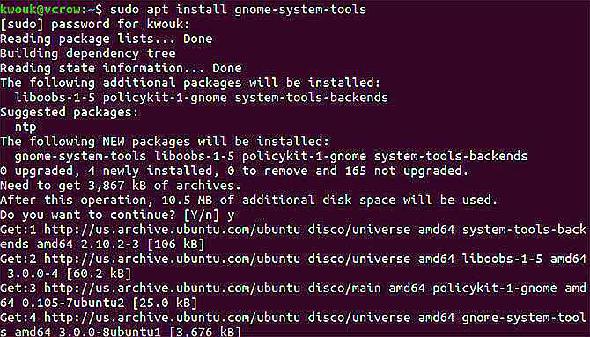 Installation des outils système gnome sur Ubuntu