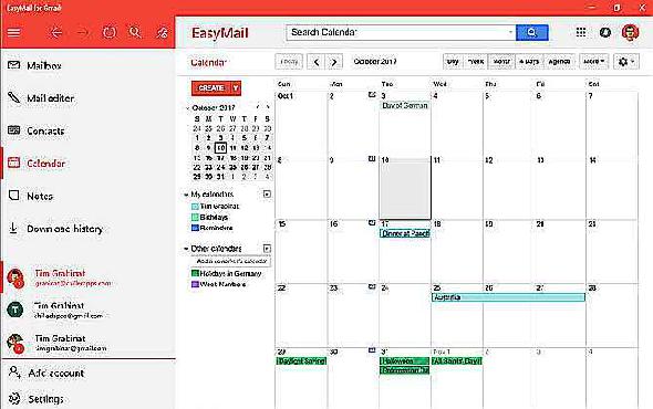 EasyMail for Gmail Calendar view