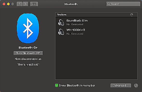 Paramètres Bluetooth Mac