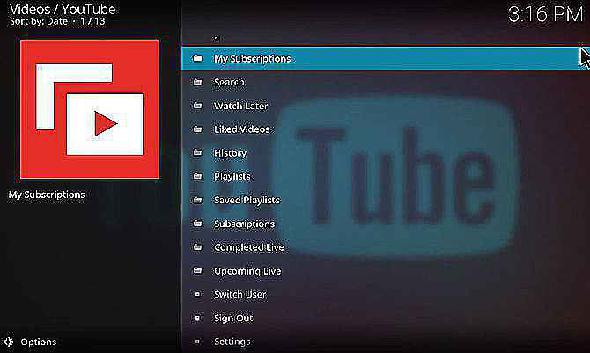 Comment installer et utiliser le complément Kodi de YouTube dans le menu d'accueil