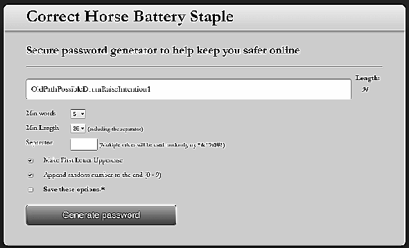 Correct Horse Battery Staple est un générateur de mot de passe en ligne basé sur la méthode BD XKCD