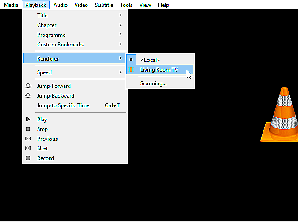 Configuration d’un Chromecast dans VLC via le menu Lecture