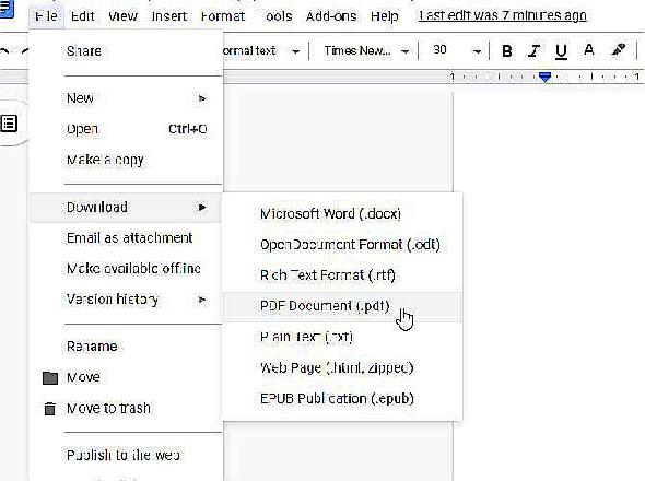 Conversion d'un document en PDF