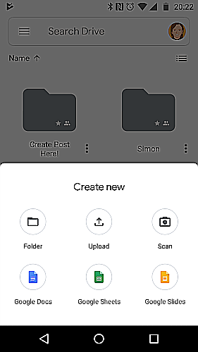 Google Drive's scan option for uploading PDFs