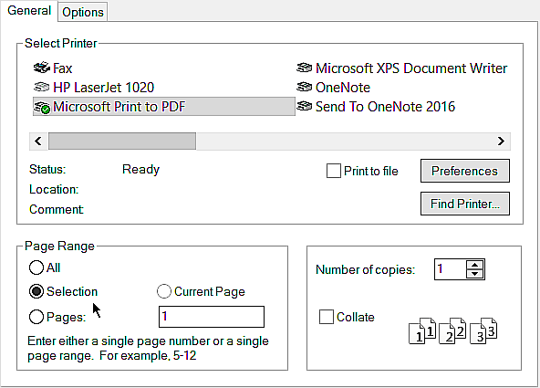Imprimer une sélection à partir d'un email dans Microsoft Outlook
