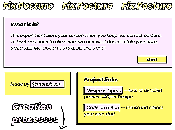 Fix Posture is a web app that uses the webcam to check your posture every hour