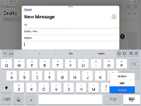 iPadOS Activer le clavier flottant