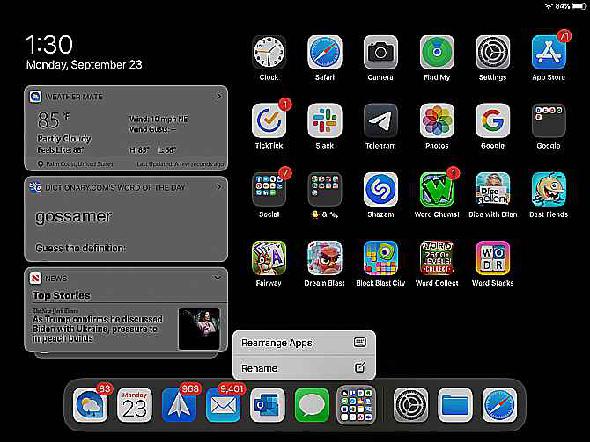 iPadOS réorganiser les applications et les dossiers dans le Dock
