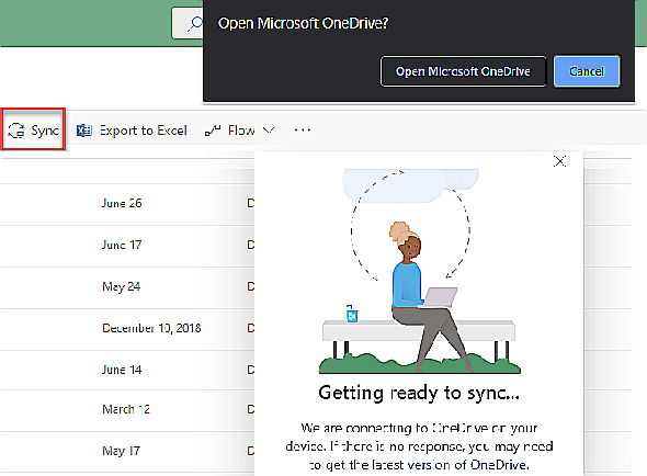 Microsoft SharePoint Sync à OneDrive