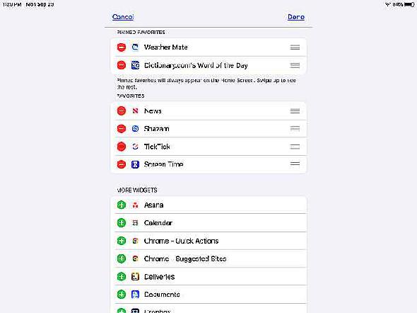 Today View Widgets for iPadOS Écran d'accueil