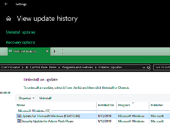 Windows 10 désinstaller des mises à jour
